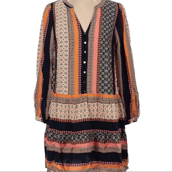 LOFT ANN TAYLOR SZ S FOULARD TIERED SWING DRESS FALL SOLD OUT! NWT - Picture 1 of 3